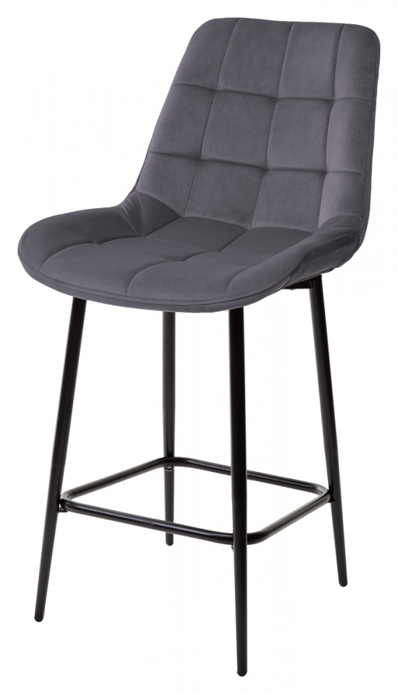 Полубарный стул ХОФМАН, цвет серый B-27, велюр / черный каркас H=63cm М-City MC62076