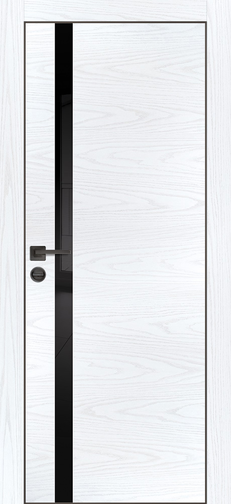 Межкомнатная дверь PX-8  черная кромка с 4-х ст. Дуб скай белый