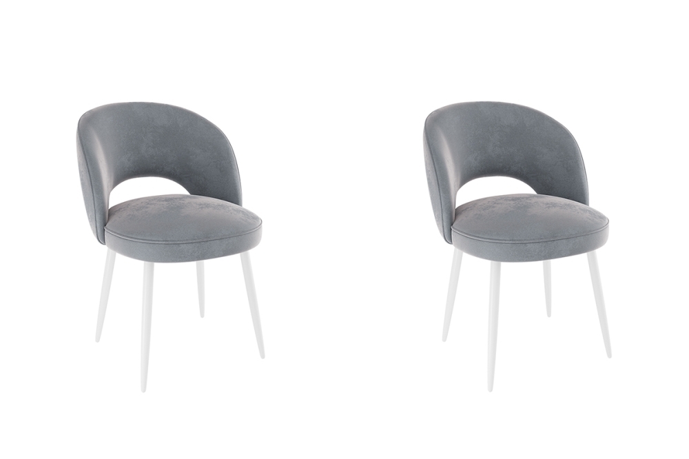 Набор стульев Моли (2 шт.) серый (велюр)/белый MBS8007