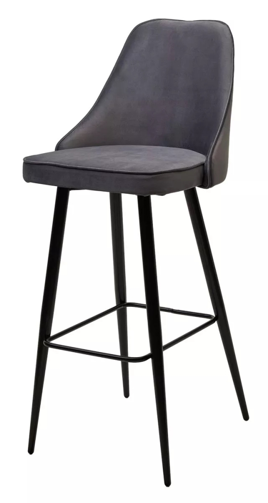 Барный стул NEPAL-BAR СЕРЫЙ #27, велюр/ черный каркас (H=78cm) М-City MC63285