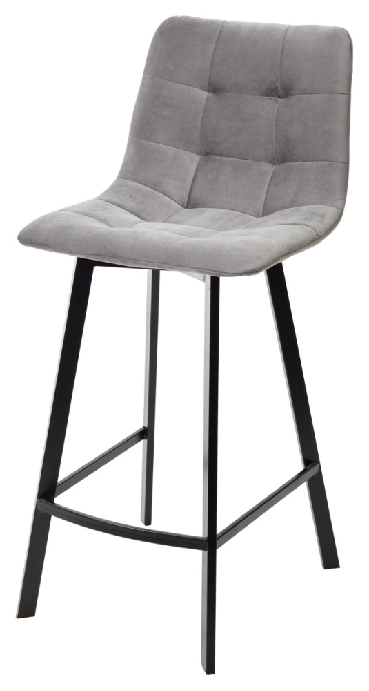 Полубарный стул CHILLI-QB SQUARE светло-серый #26, велюр / черный каркас (H=66cm) М-City MC61932
