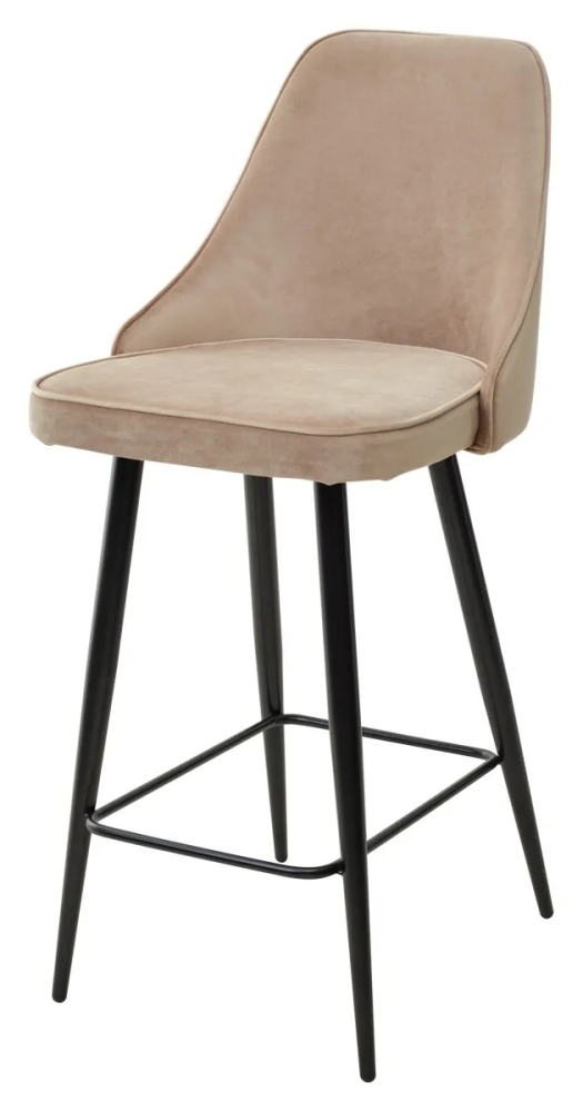 Полубарный стул NEPAL-PB БЕЖЕВЫЙ #5, велюр/ черный каркас (H=68cm) М-City MC63286