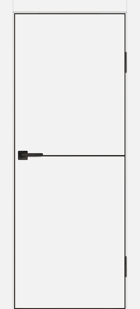 Межкомнатная дверь П-19 кромка АБС черная c 4-х ст. Белый матовый