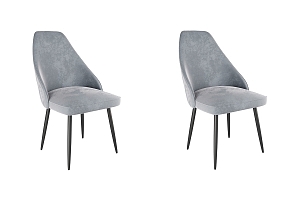 Набор стульев Милан (2 шт.) серый (велюр)/черный MBS8020