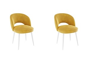 Набор стульев Моли (2 шт.) желтый (велюр)/белый MBS8019