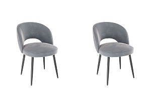 Набор стульев Моли (2 шт.) серый (велюр)/черный MBS8006