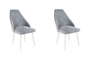 Набор стульев Милан (2 шт.) серый (велюр)/белый MBS8021