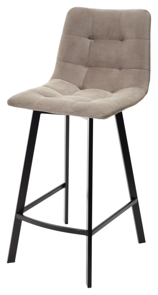 Полубарный стул CHILLI-QB SQUARE латте #25, велюр / черный каркас (H=66cm) М-City MC61931