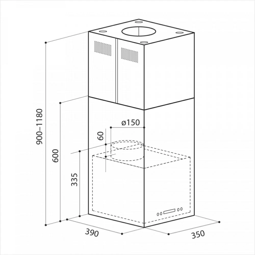 Товар Островная вытяжка Вытяжка кухонная островная LEX Tubo Quattro Isola 350 Inox