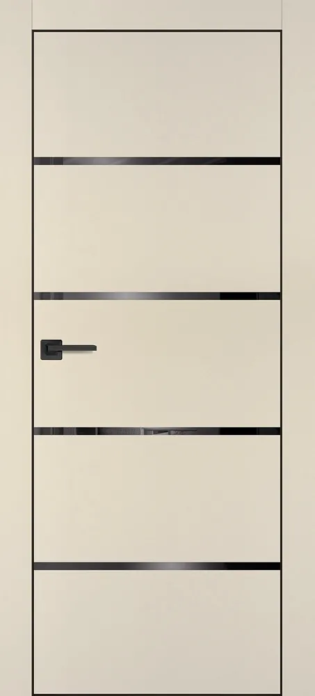 Межкомнатная дверь ПХ-17 черная кромка с 4-х ст. Бежевый матовый