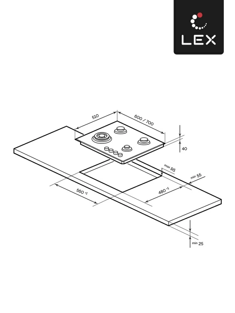 Товар Газовая панель Варочная панель газовая LEX GVG 643A BBL